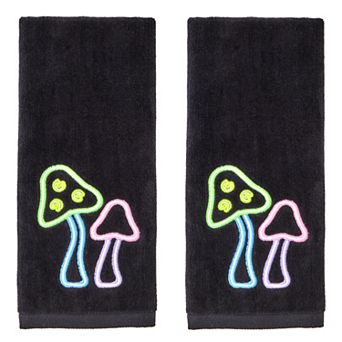 SKL Home 2 pc Neon Mushrooms Embroidered Hand Towel Set