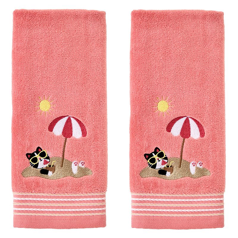 UPC 036326623579 product image for SKL Home Beach Cat Embellished Towel Set of 2, Pink | upcitemdb.com