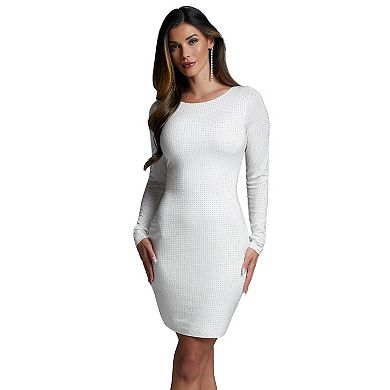 Women's bebe Long Sleeve Crystal Midi Dress
