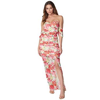 Women's bebe Off Shoulder Floral Mesh Dress