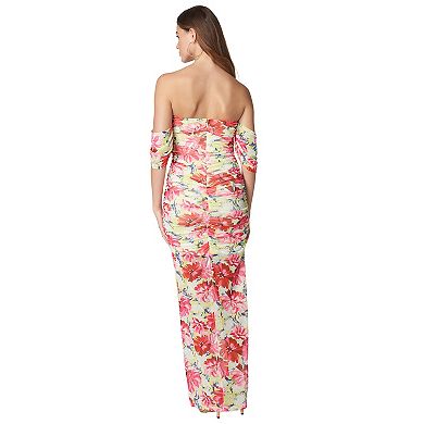 Women's bebe Off Shoulder Floral Mesh Dress