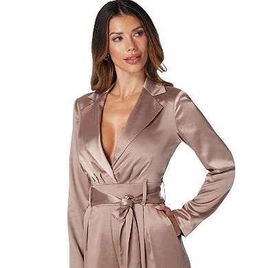 Women's bebe Satin Blazer Jumpsuit