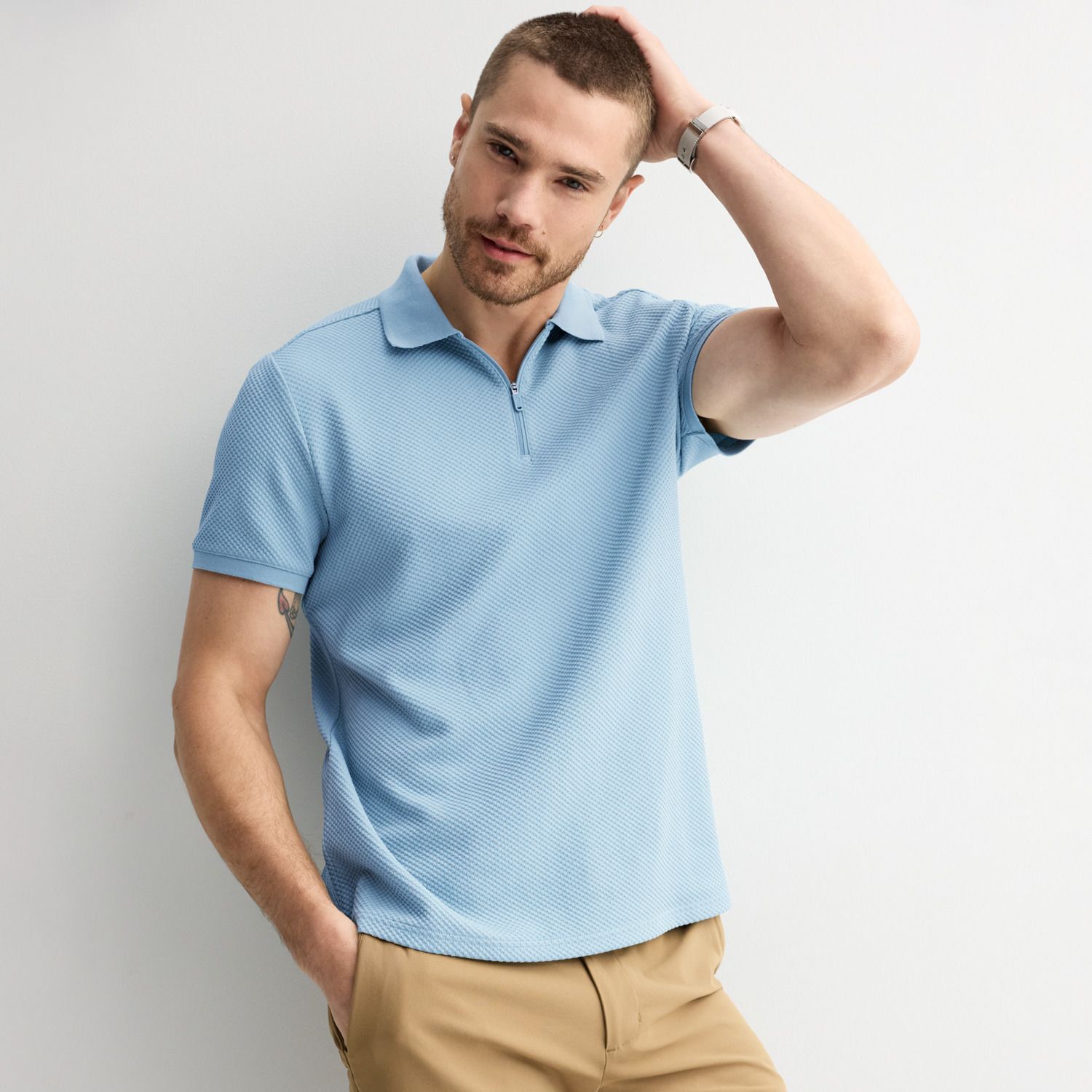 Men's FLX Texture Zipper Polo