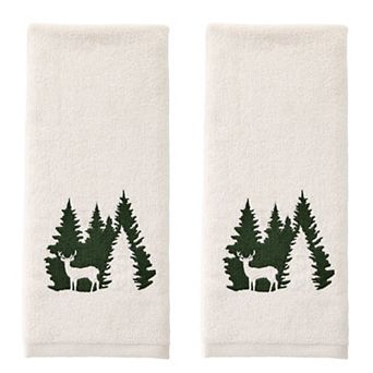 SKL Home 2 pc Deer Spruce Embroidered Hand Towel Set
