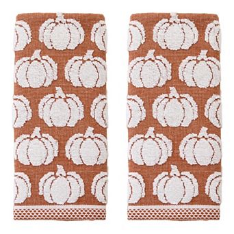 SKL Home 2 pc Pumpkin Sculpted Jacquard Hand Towel Set