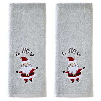 SKL Home 2 pc Santa Embellished Christmas Hand Towel Set