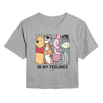 Juniors' Disney's Winnie The Pooh In My Feelings Cropped Tee