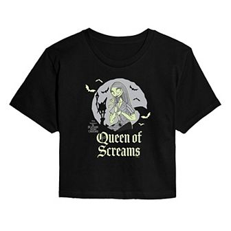 Juniors' Disney's The Nightmare Before Christmas Sally Queen Of Screams Cropped Tee