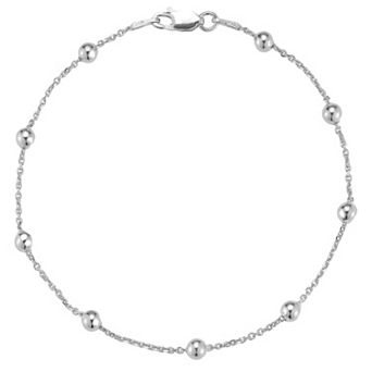 Sunkissed Sterling Sterling Silver 4mm Ball Station Anklet