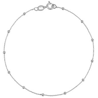 Sunkissed Sterling Sterling Silver Ball Station Anklet