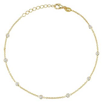 Sunkissed Sterling Sterling Silver Cubic Zirconia Station Anklet