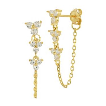 Sunkissed Sterling Sterling Silver Tri Cubic Zirconia Drop Earrings