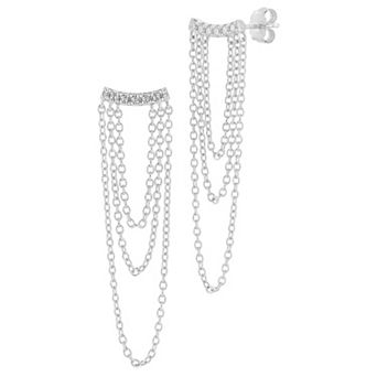 Sunkissed Sterling Sterling Silver Cubic Zirconia Multi Chain Drop Earrings