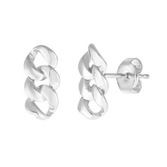 Sunkissed Sterling Sterling Silver Curb Link Stud Earrings