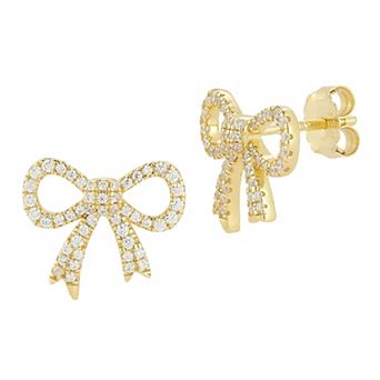 Sunkissed Sterling Sterling Silver Cubic Zirconia Bow Stud Earrings