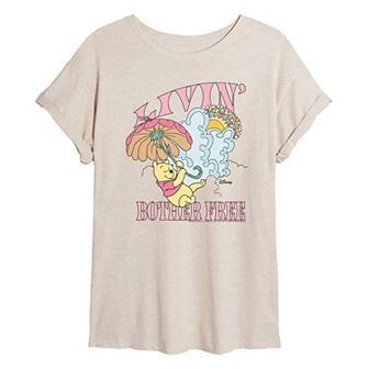 Juniors' Disney's Winnie The Pooh Livin' Bother Free Oversized Tee