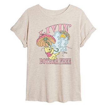 Juniors' Disney's Winnie The Pooh Livin' Bother Free Oversized Tee