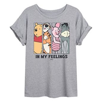Juniors' Disney's Winnie The Pooh In My Feelings Oversized Tee