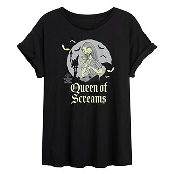 Juniors' Disney's The Nightmare Before Christmas Sally Queen Of Screams Oversized Tee