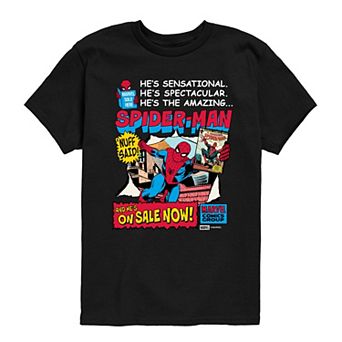 Boys 8-20 Marvel Boy's Spider-Man Retro Comic Book Cover Graphic Tee