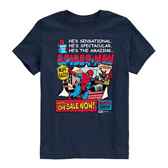 Boys 8-20 Marvel Boy's Spider-Man Retro Comic Book Cover Graphic Tee
