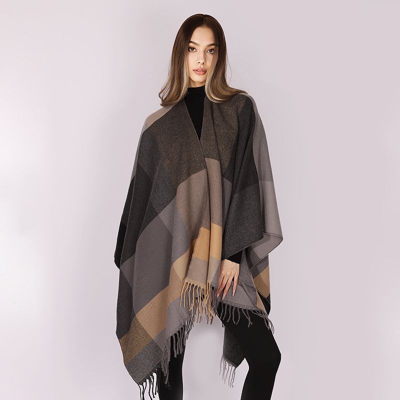 Women's Mellow World Fringed Color Block Shawl, Black