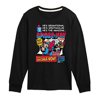 Boys 8-20 Marvel Boy's Spider-Man Retro Comic Book Cover Graphic Tee