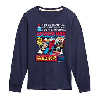 Boys 8-20 Marvel Boy's Spider-Man Retro Comic Book Cover Graphic Tee