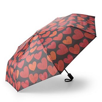 Scribbled Hearts Compact Folding Umbrella
