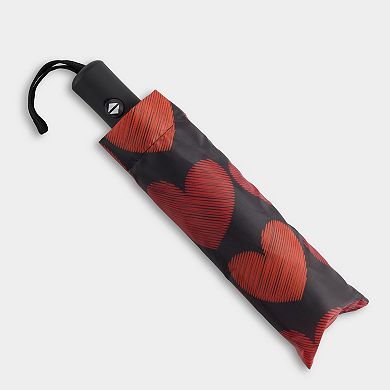 Scribbled Hearts Compact Folding Umbrella
