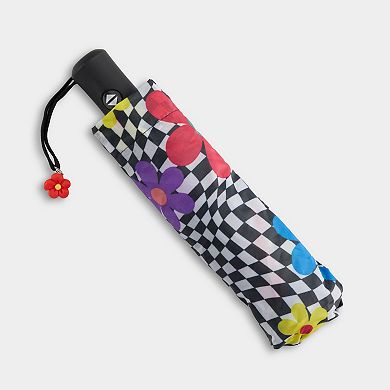 Flower Checker Print Umbrella