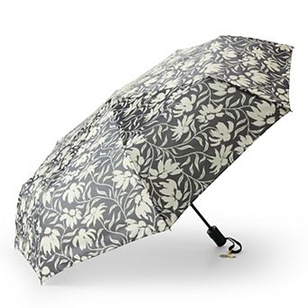 Black & White Floral With Charm Compact Umbrella