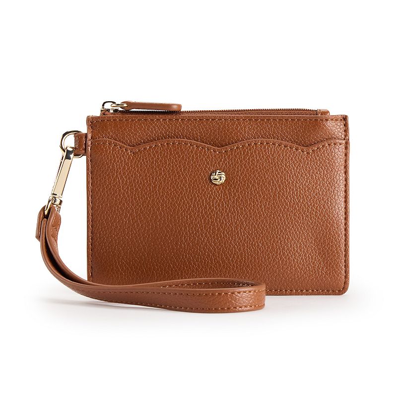 LC Lauren Conrad Sonam Top Zip Wristlet With Wristlet Strap, Saddle