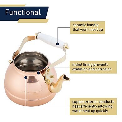 Classic Cuisine 7.25-Cup Copper Tea Kettle