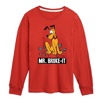 Boys 8-20 Disney's Pluto Mr. Broke-It Long Sleeve Graphic Tee