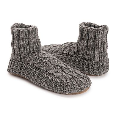 MUK LUKS Men's Cable Knit Bootie Slippers