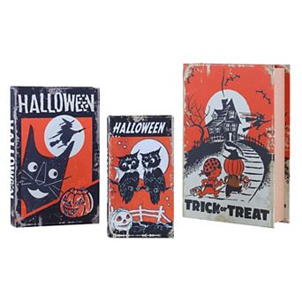 Mr. Halloween Set of 3 Retro Nested Storage Books Table Decor