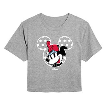 Juniors' Disney's Minnie Mouse Polka Dot Ears Cropped Tee