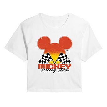 Juniors' Disney's Mickey Mouse Racing Team Cropped Tee