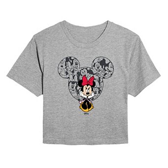 Juniors' Disney's Minnie Mouse Ear Collage Cropped Tee