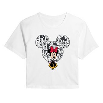 Juniors' Disney's Minnie Mouse Ear Collage Cropped Tee