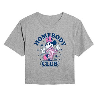 Juniors' Disney's Minnie Mouse Homebody Club Cropped Tee