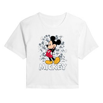 Juniors' Disney's Mickey Mouse Poses Cropped Tee