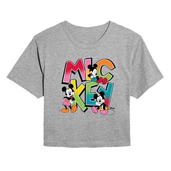 Juniors' Disney's Mickey Mouse Retro Cropped Tee