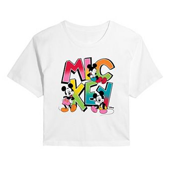 Juniors' Disney's Mickey Mouse Retro Cropped Tee