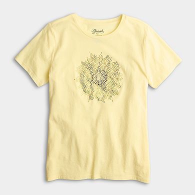 Juniors' Sunflower Rhinestones Graphic Tee