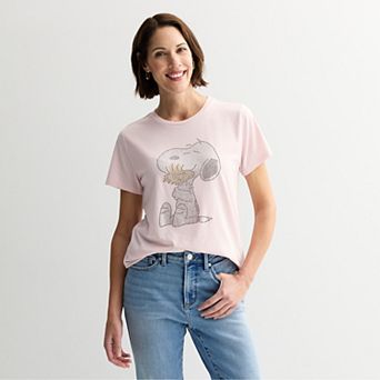 Women's Peanuts Snoopy & Woodstock Rhinestone Graphic Tee