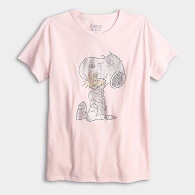 Women's Peanuts Snoopy & Woodstock Rhinestone Graphic Tee
