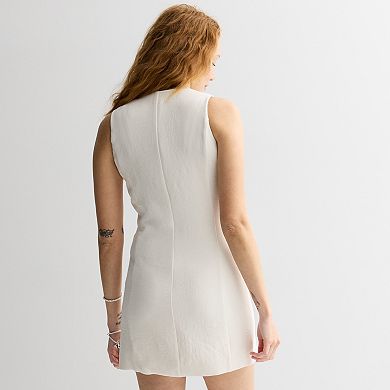 Juniors' SO® Crepe Button Front Dress