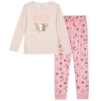 Sleep On It Girls 2 pc Long Sleeved Brushed Jersey Pajama Set